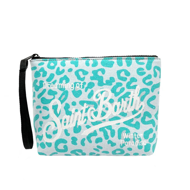 Borsa a mano SAINT BARTH autunno e inverno nuova da donna pochette in tela con stampa leopardata