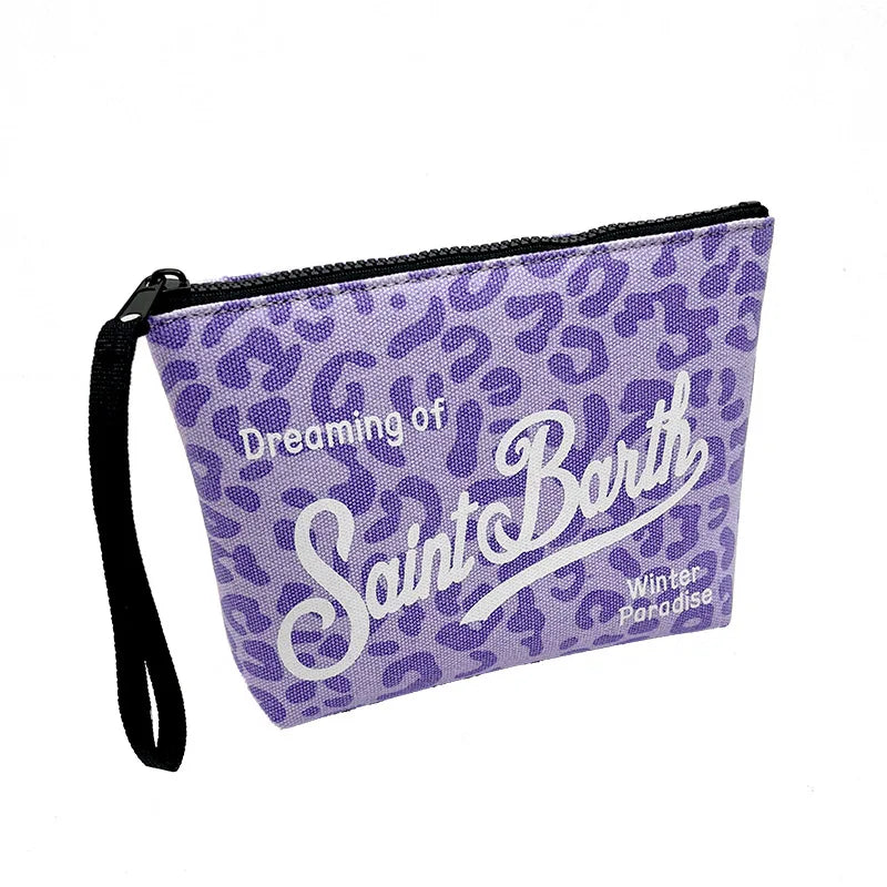 Borsa a mano SAINT BARTH autunno e inverno nuova da donna pochette in tela con stampa leopardata