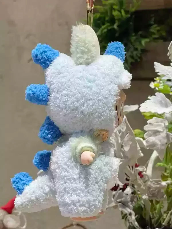 Bambola Labubu Macaron da 17 cm, ornamento da appendere, fatta a mano, in stoffa, con supporto a trazione, giocattolo da collezione, in vinile morbido, souvenir
