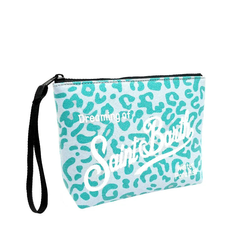 Borsa a mano SAINT BARTH autunno e inverno nuova da donna pochette in tela con stampa leopardata