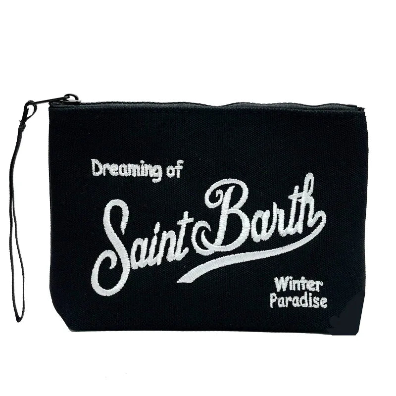 Borsa a mano SAINT BARTH autunno e inverno nuova da donna pochette in tela con stampa leopardata