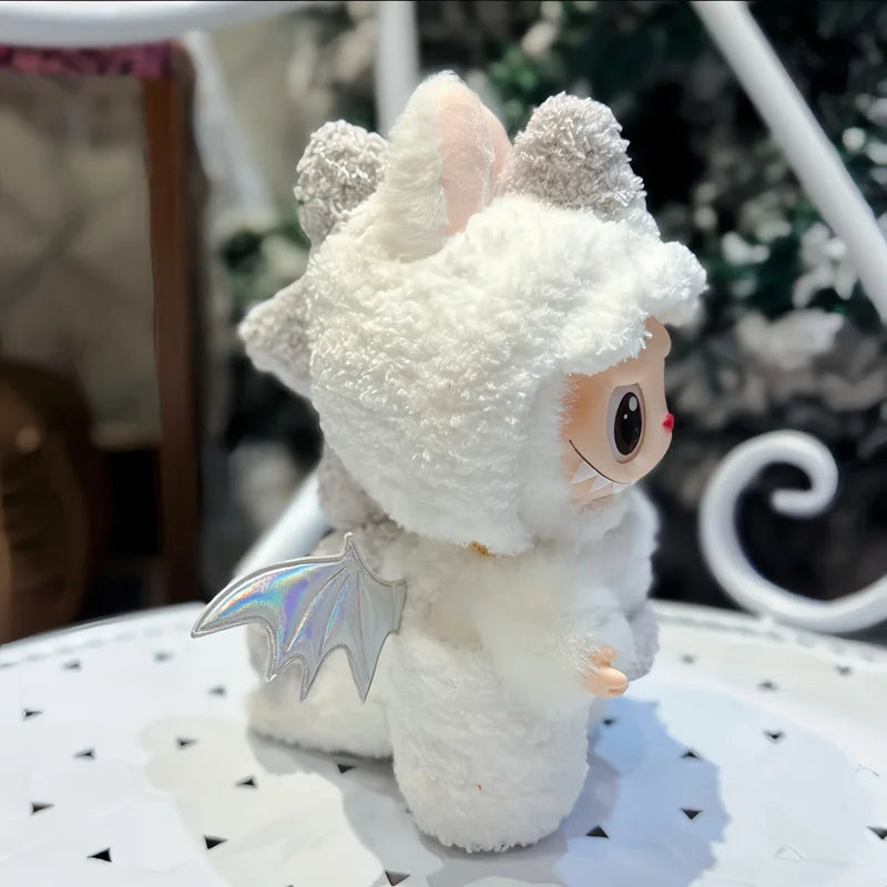 Bambola Labubu Macaron da 17 cm, ornamento da appendere, fatta a mano, in stoffa, con supporto a trazione, giocattolo da collezione, in vinile morbido, souvenir