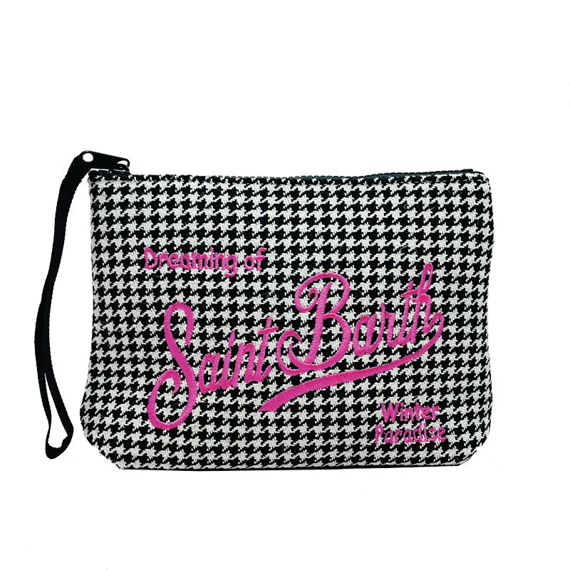 Borsa a mano SAINT BARTH autunno e inverno nuova da donna pochette in tela con stampa leopardata
