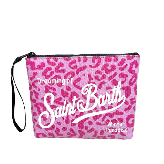 Borsa a mano SAINT BARTH autunno e inverno nuova da donna pochette in tela con stampa leopardata